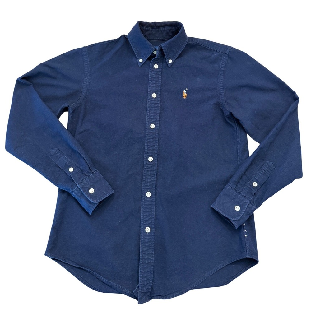 Ralph Lauren Classic Fit Navy Blue Cotton Button Down Shirt XS Long Sleeve Pony